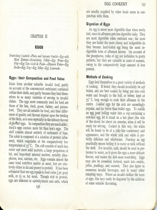 British Red Cross cookery manual excerpt on preparing eggs