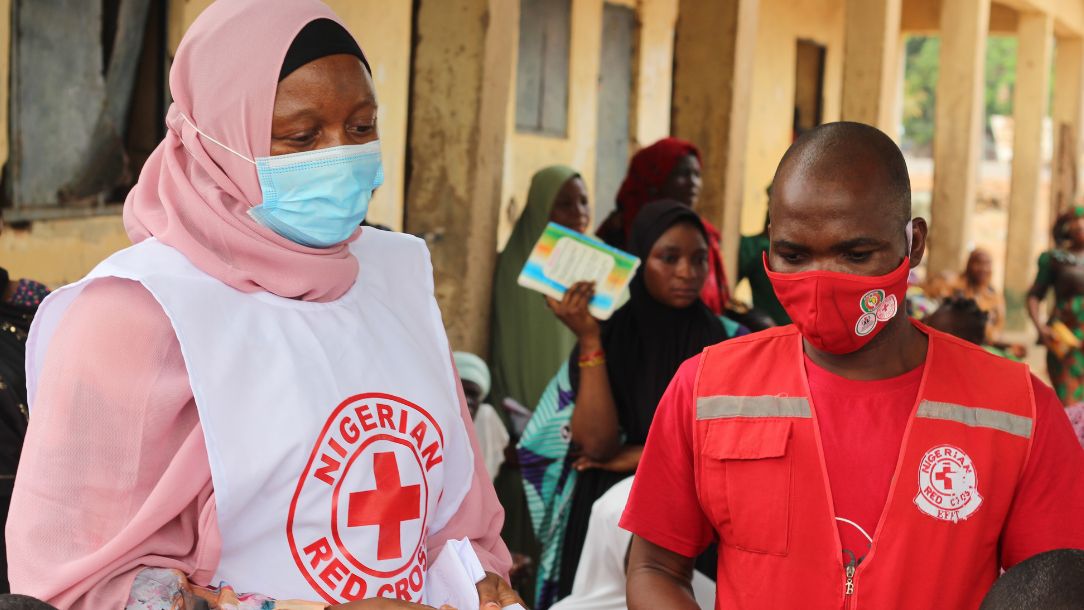 Red Cross teams working in comminities in Nassarawa State, Nigeria, helping people living with extreme hunger and drought in Africa.
