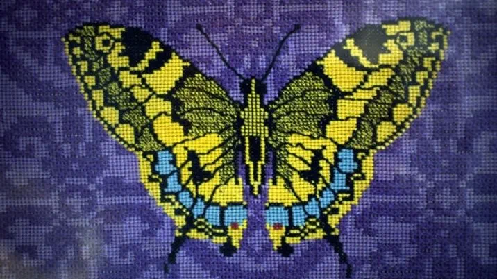 A butterfly embroidered by prisoner of war, Alexis Casadagli