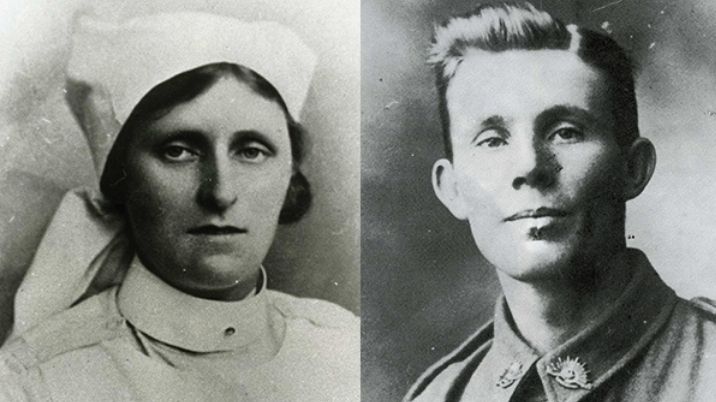 Black and white photograph showing British Red Cross volunteer, May, who married Gordon during the First World War.