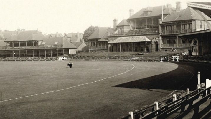 A black and white photograph showing cricket ground, Trent Bridge, when it was used as a First World War Red Cross hospital.