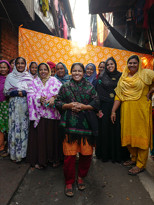 Josna with members of the Hatkhola Women's Squad Josna with members of the Hatkhola Women's Squad in Barishal, Bangladesh.