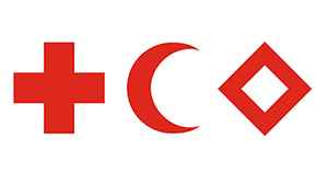 Red Cross, Red Crescent and Red Crystal emblems.