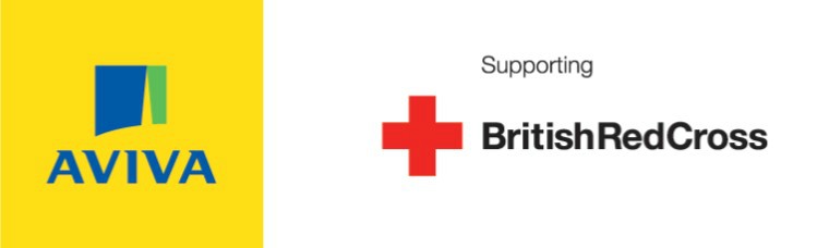 Image with the Aviva and British Red Cross logo, and the words supporting British Red Cross.
