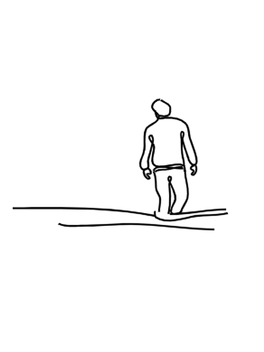 line drawing of friends walking