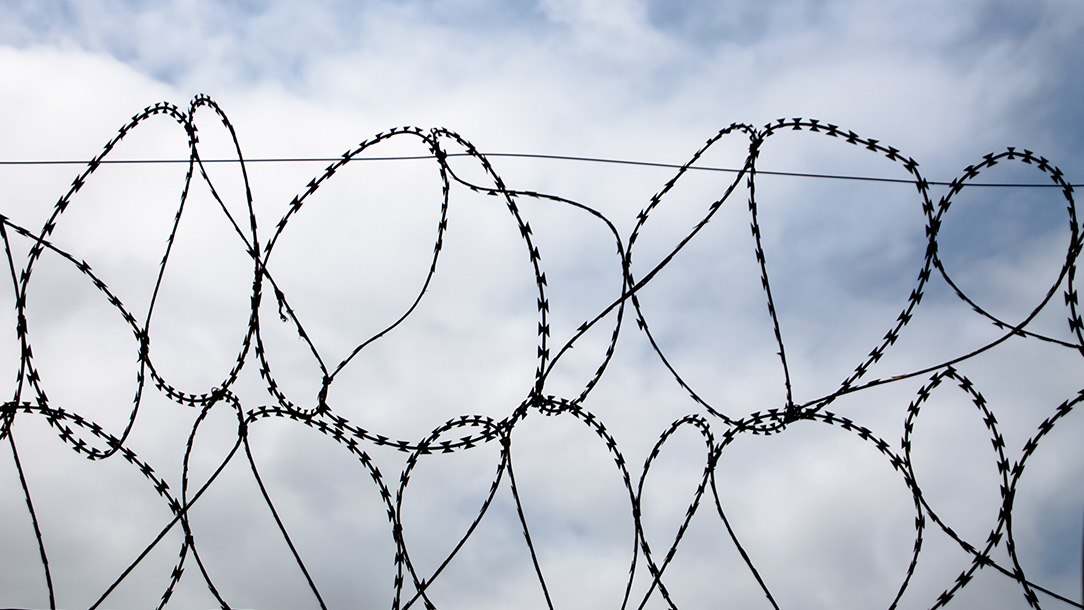 Barbed wire at an immigration detention facility