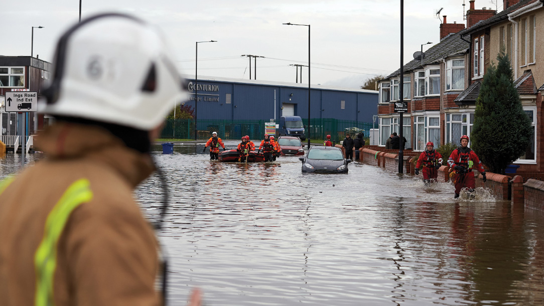 Emergency workers provide flood support
