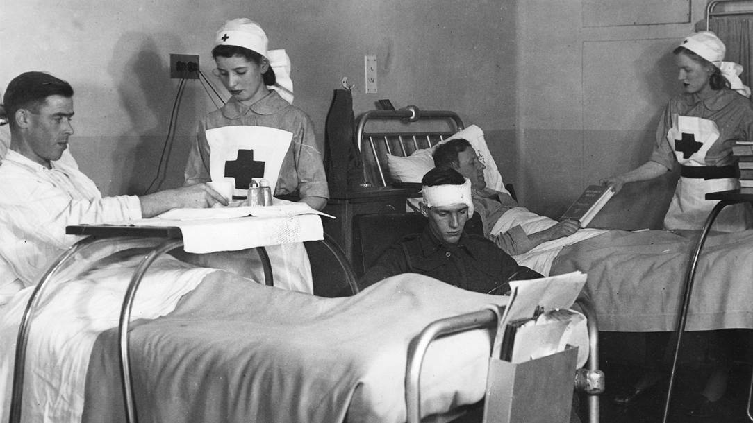 Youth Red Cross members from the London branch in training in 1950.