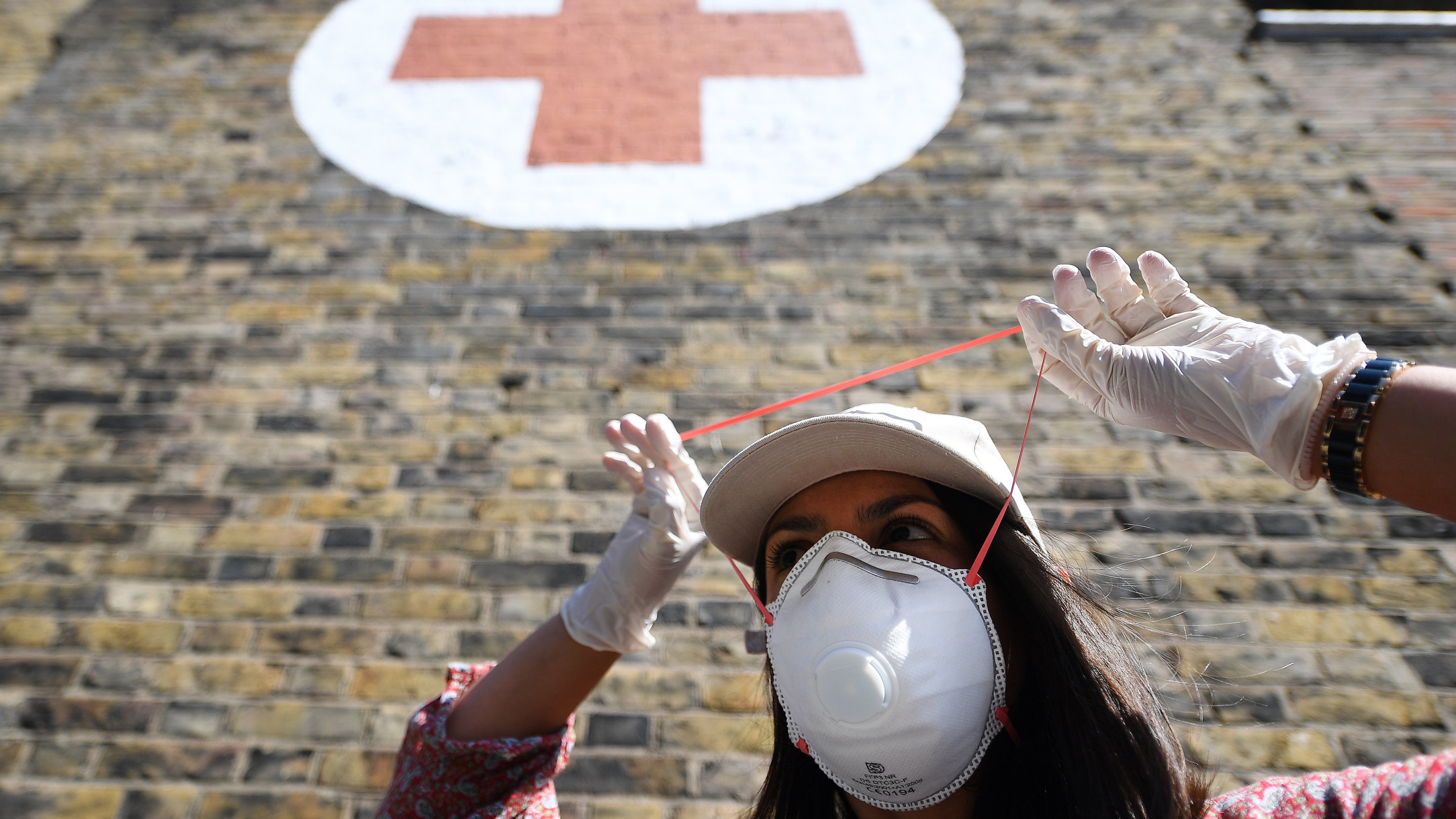 British Red Cross volunteer outside the refugee centre in Hackney