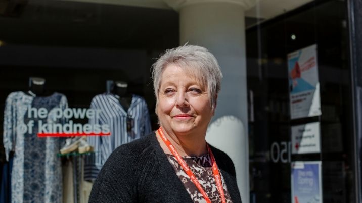 Sue, a retail volunteer in the British Red Cross shop in Hull.