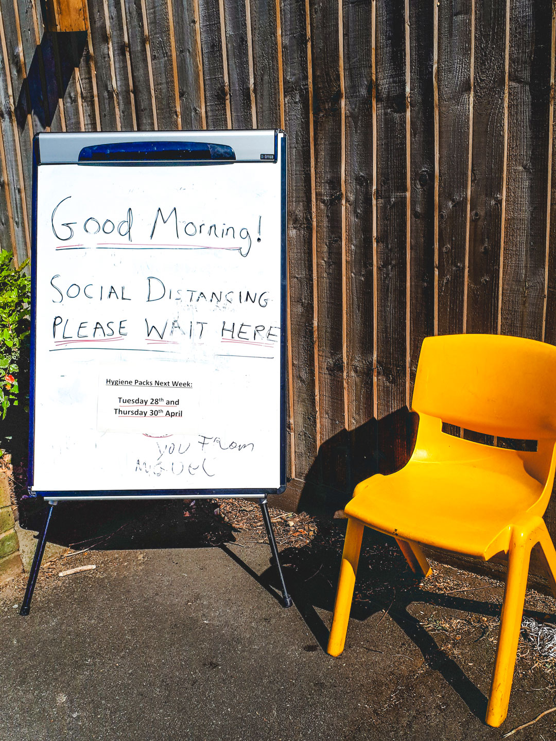 Social distancing sign at our Hackney centre