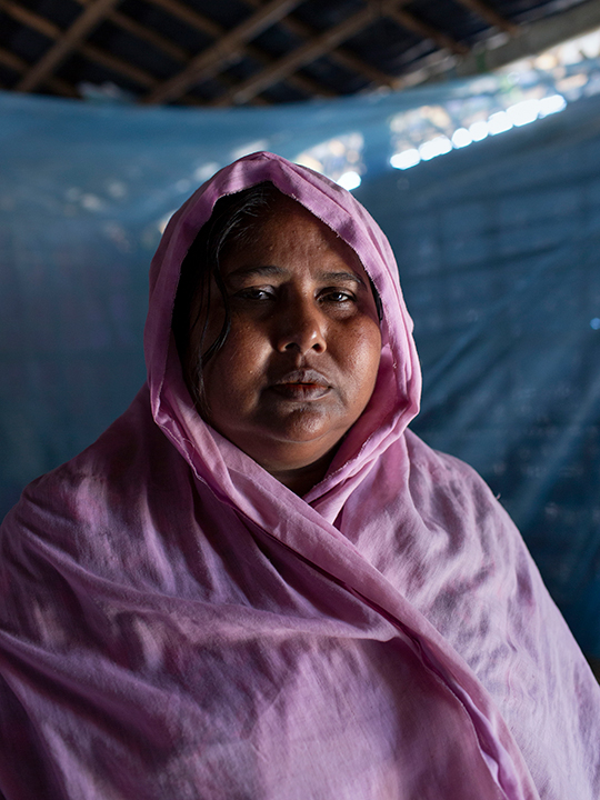 Khushida Begum, 45, member of the widow's block.