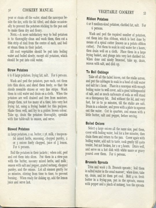 British Red Cross cookery manual excerpt on preparing vegetables