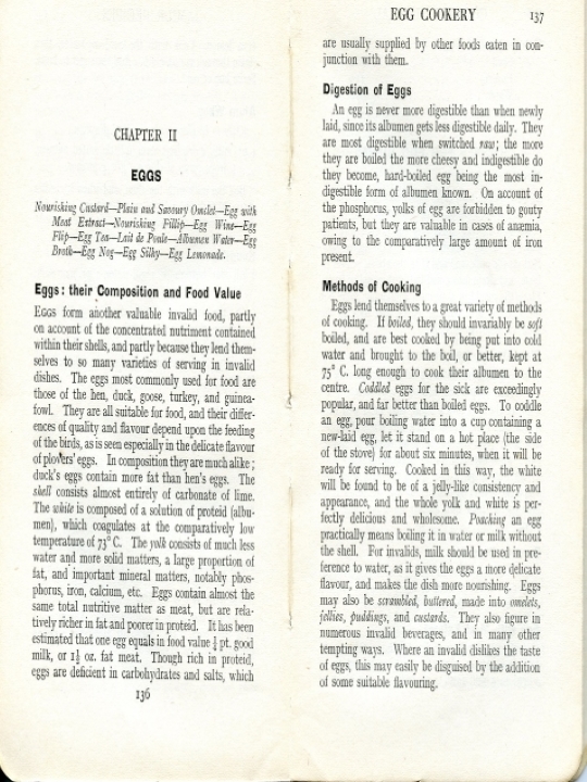 British Red Cross cookery manual excerpt on preparing eggs