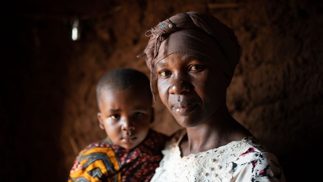 A mother with her son in Kenya. 