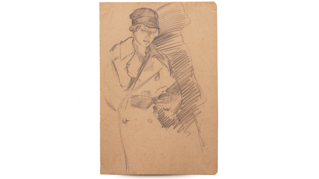 Ambulance driver. Pencil sketch, 1920-1921