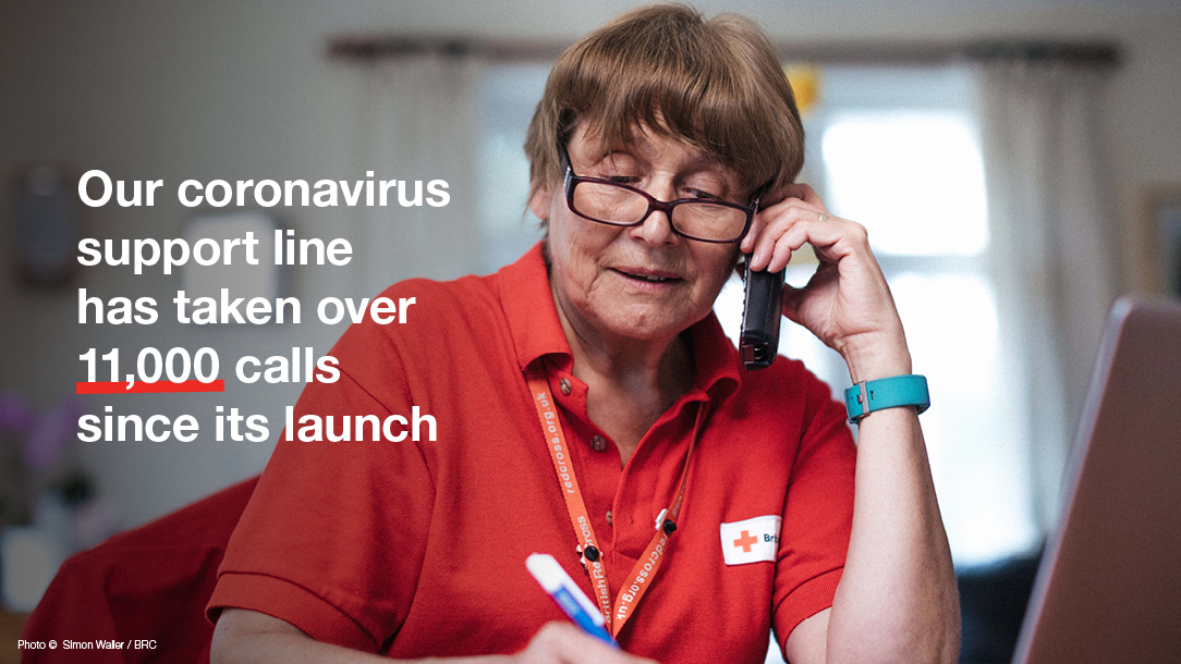 British Red Cross volunteer working on the coronavirus support line