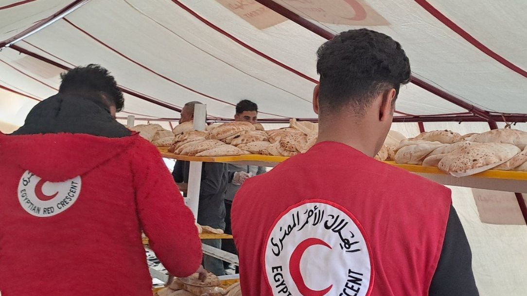 Emergency humanitarian bakery set up in Egypt to support people in Gaza.