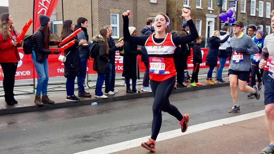 Big Half Red Cross runner running in the event 