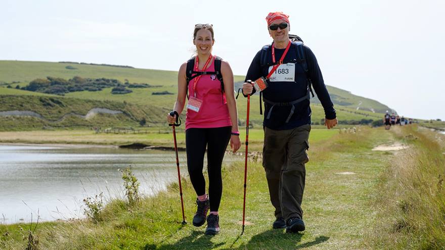A couple walking the Lake District Ultra Challenge.