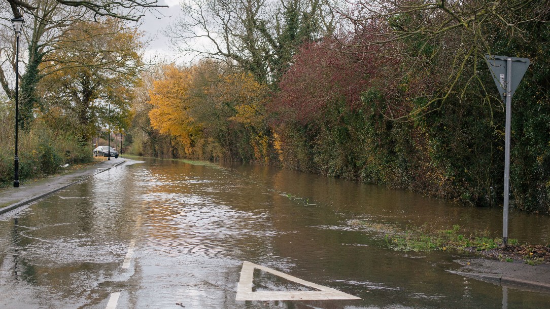 A flooded road in Fishlake, Doncaster, an area that was badly affected by floods in 2019
