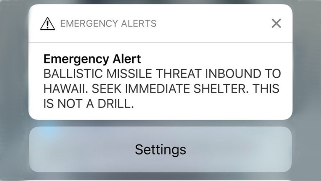 The alert sent in error
