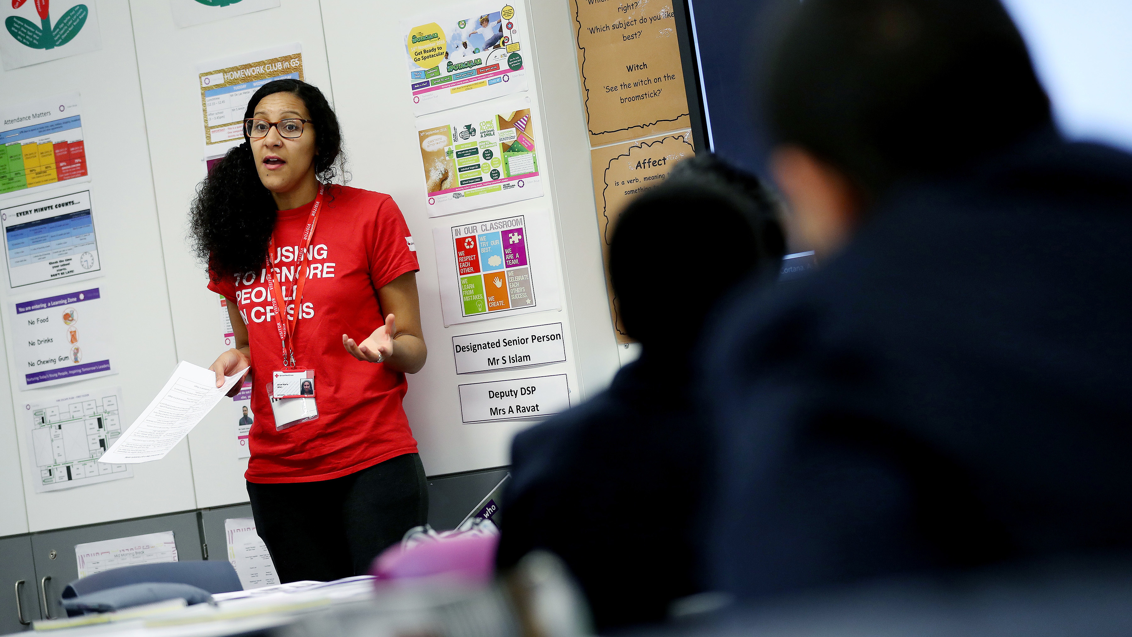 A British Red Cross workshop in a school.