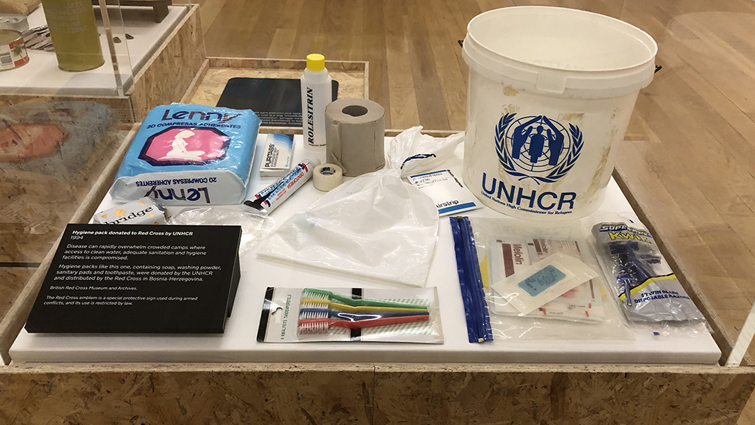 Hygiene pack from Forced to Flee exhibition