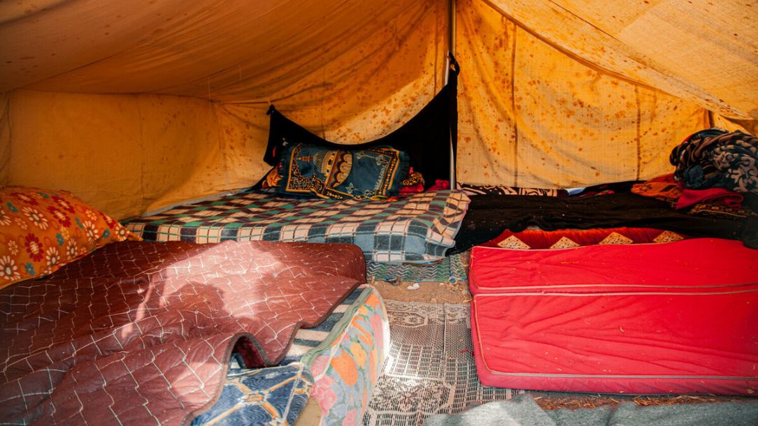 Inside a tent after Morocco earthquake