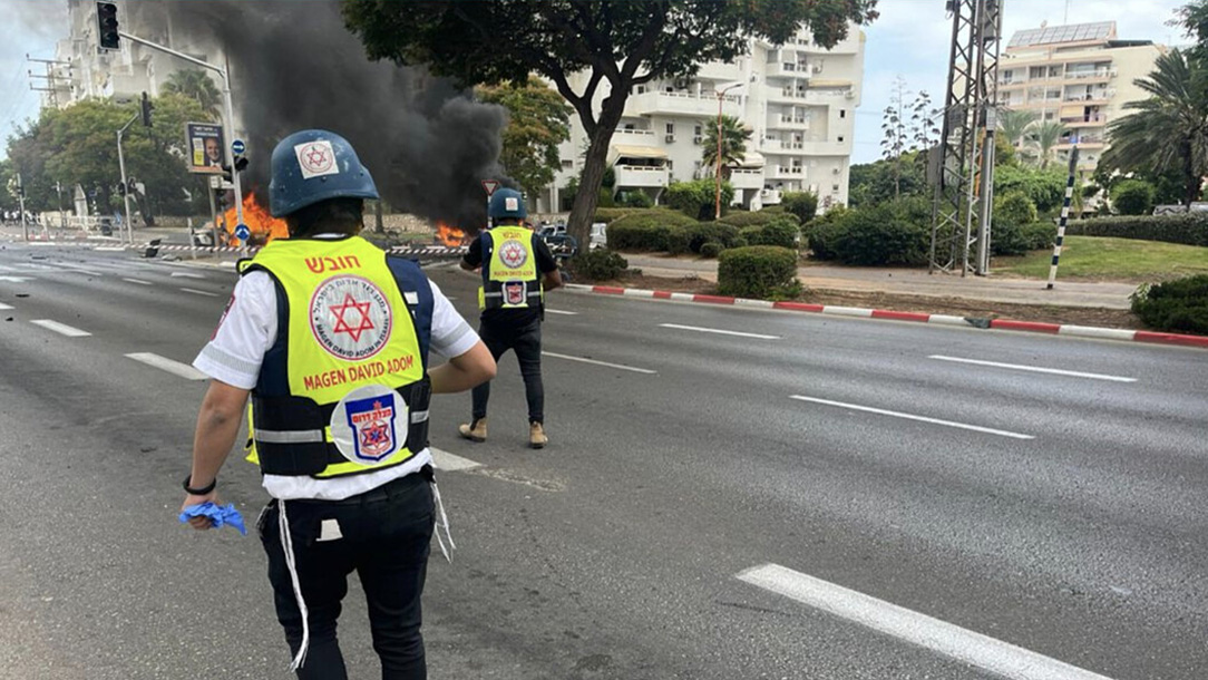 Medical staff from Magen David Adom respond in Israel.