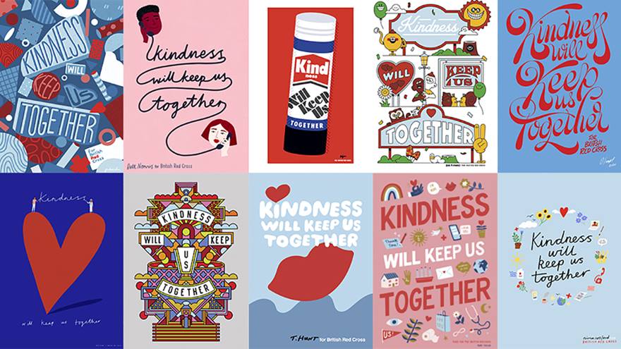 Compilation of artwork for the art of kindness campaign