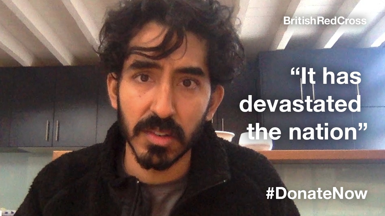 Actor Dev Patel appears in a video for the British Red Cross