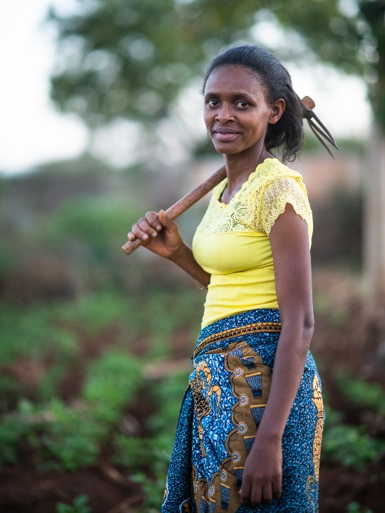 Jemimah on her farm in Kenya.