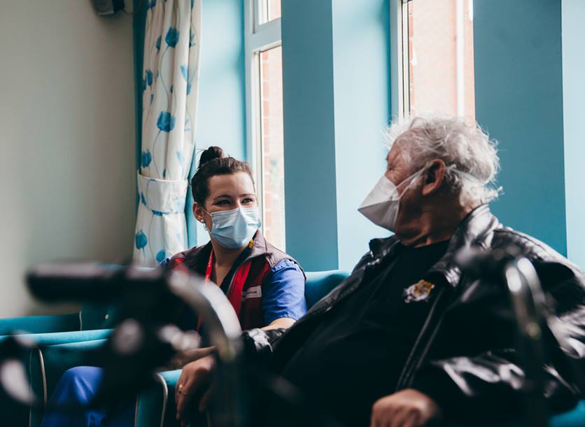 Paul and Bridget talk after their walk