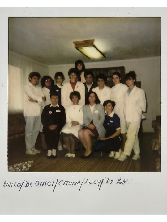 Isobell Wilsdon with Romanian doctors and nurses in the mid-1990s