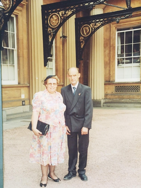 Joan and Billy Nicholson at Buckingham Palace