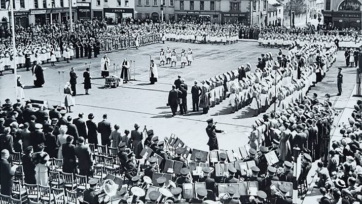 Presentation of Colours, by Mary, Princess Royal, Conway Square Newtownards 1952