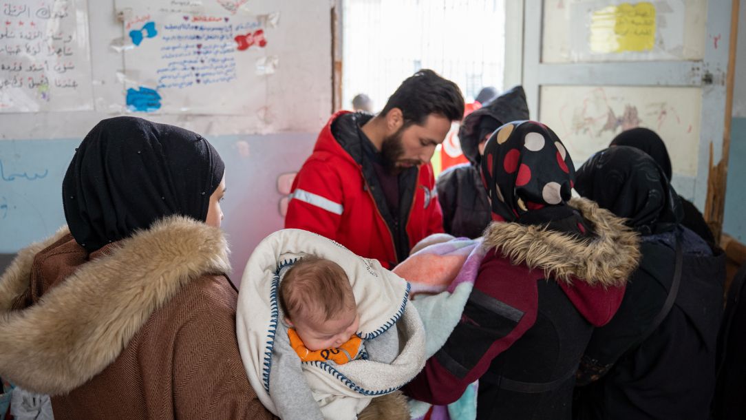 PST teams visit people living in shelters in Syria after the 2023 earthquake.