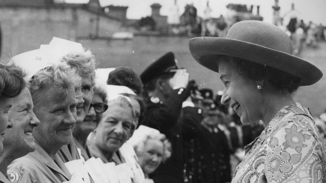 Brititsh Red Cross nurses from Barnsley line up to meet the Queen.