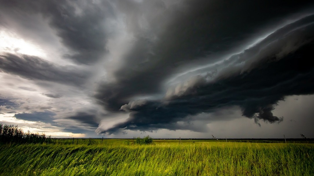 Storm brewing over field in the UK