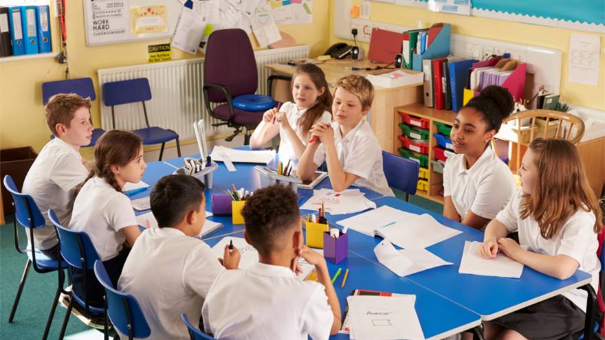 School children in classroom