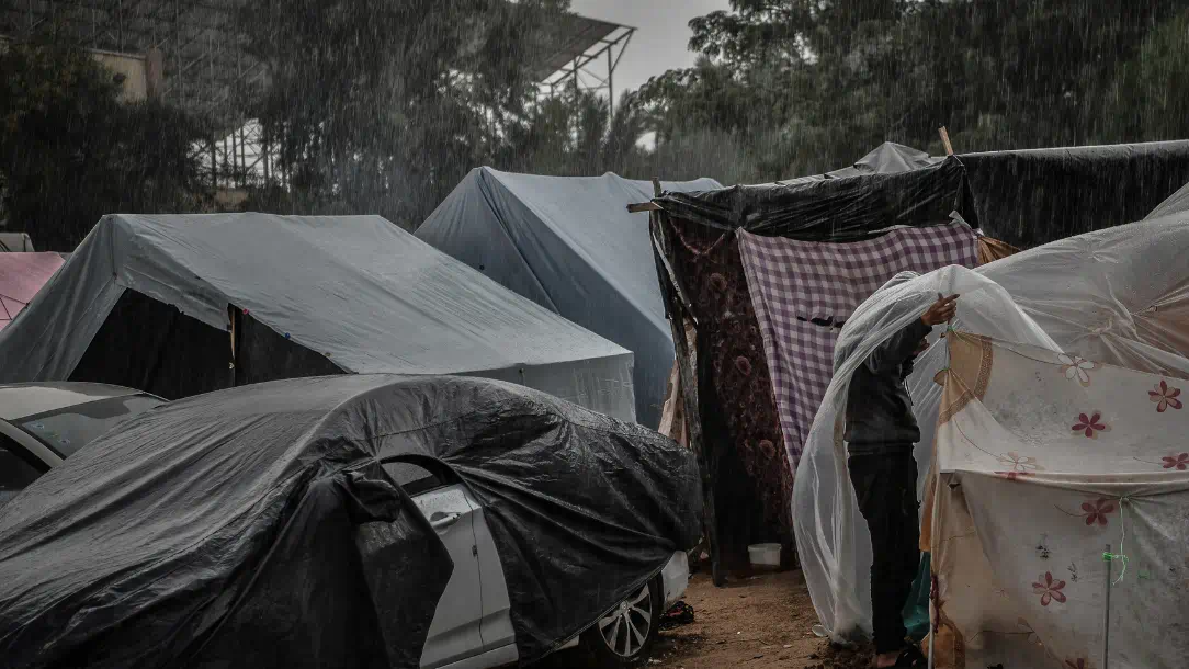 People living in tents and makeshift shelter in Gaza after conflict intensified in October 2023