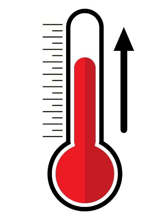 thermometer icon showing rising temperature