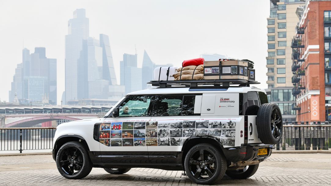 Museum within a Defender vehicle at London's Southbank to celebrate our 70 year partnership.